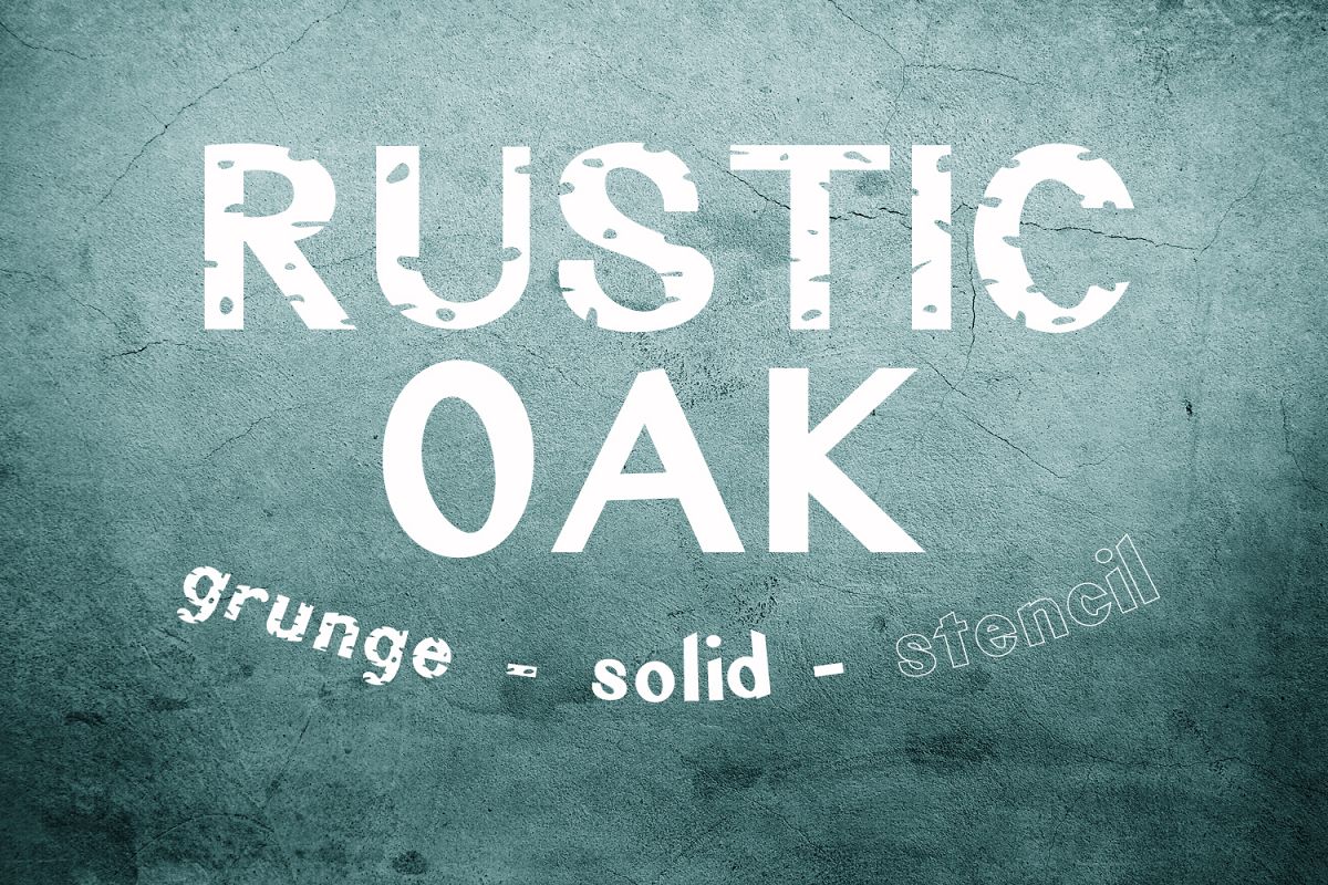 Rustic Oak A Grunge, Solid, and Stencil Font example image 1