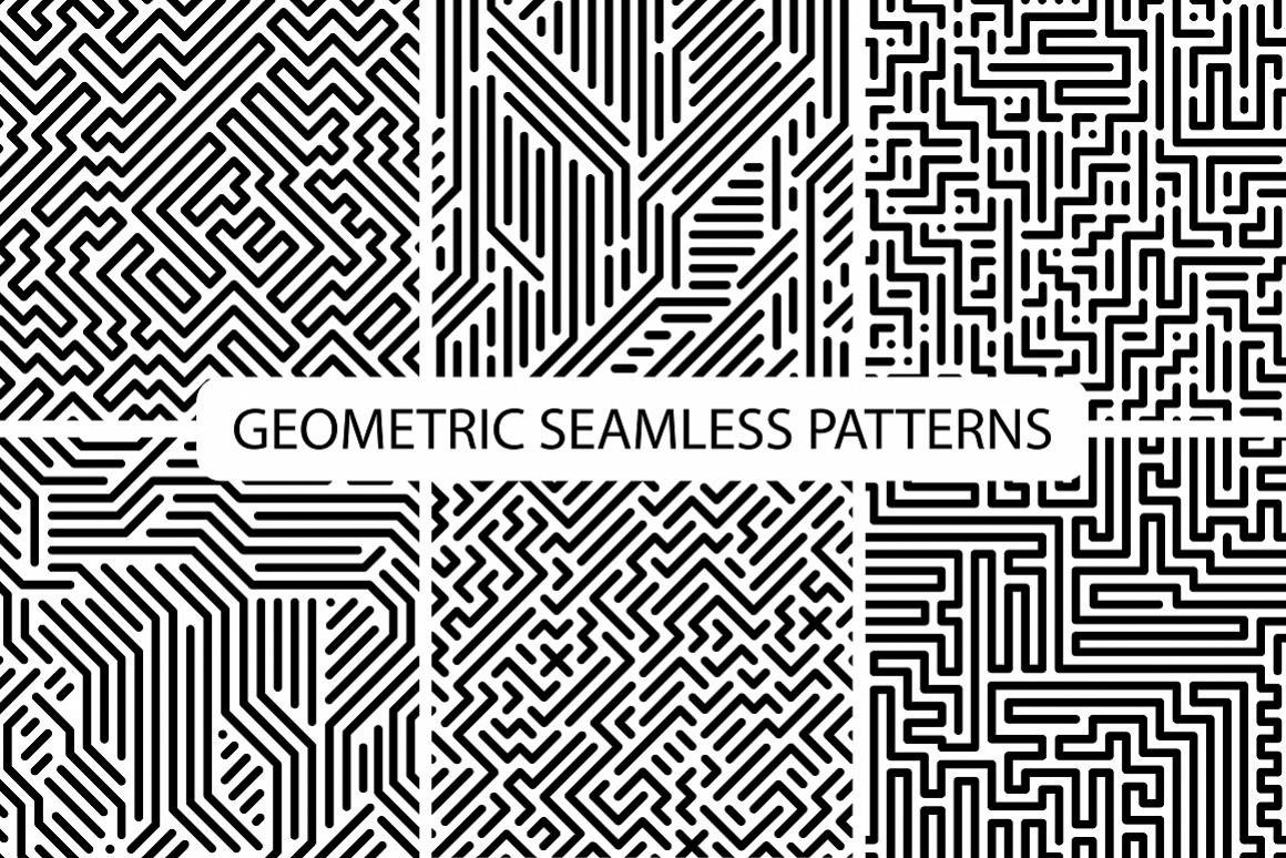 Seamless striped geometric patterns example image 1