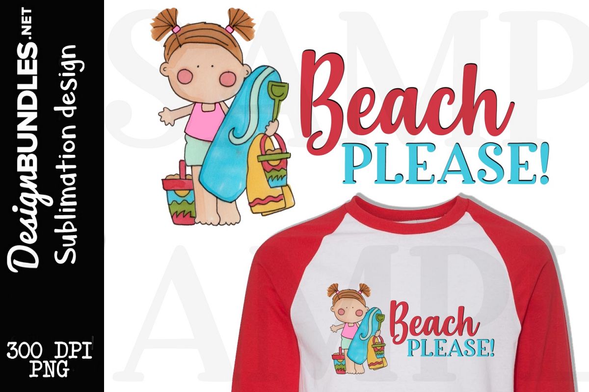 Beach Please Sublimation Design example image 1