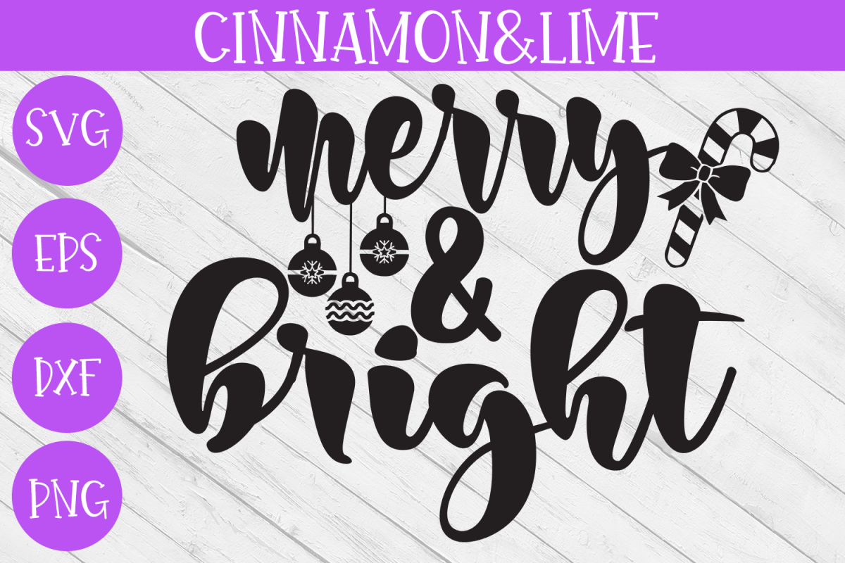 Merry and Bright SVG - Christmas Cut File example image 1
