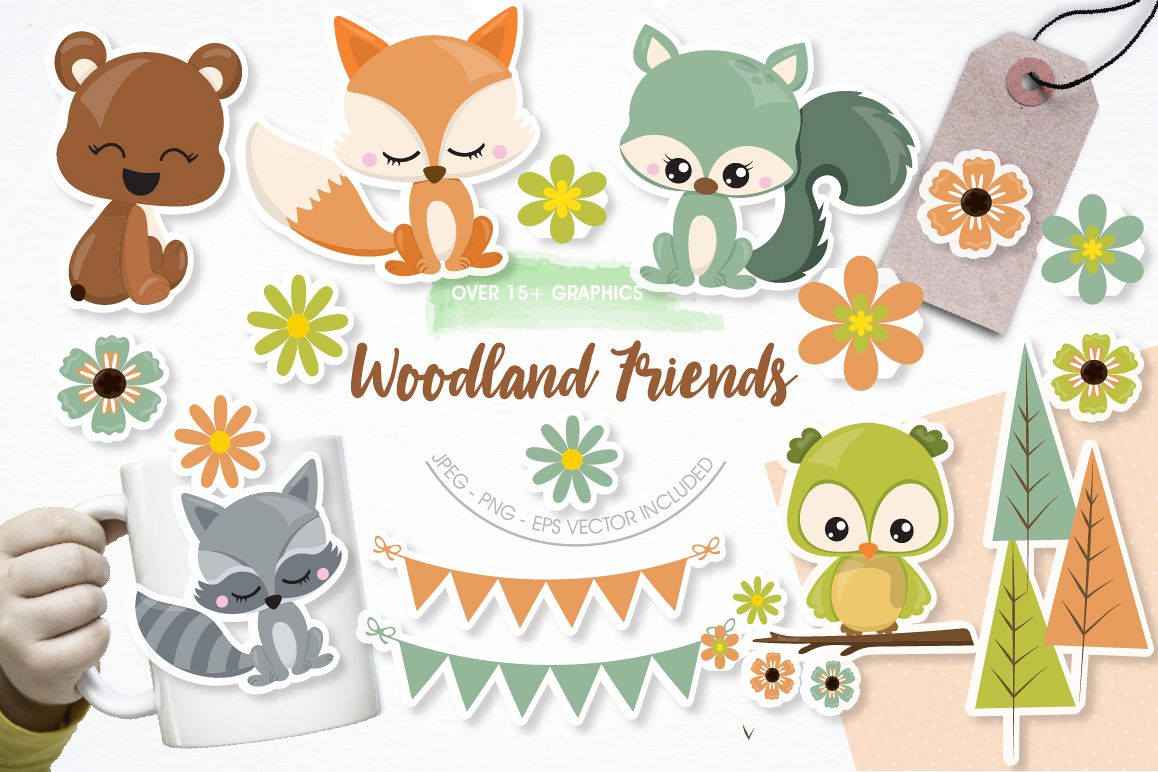 Woodland friends graphics and illustrations example image 1