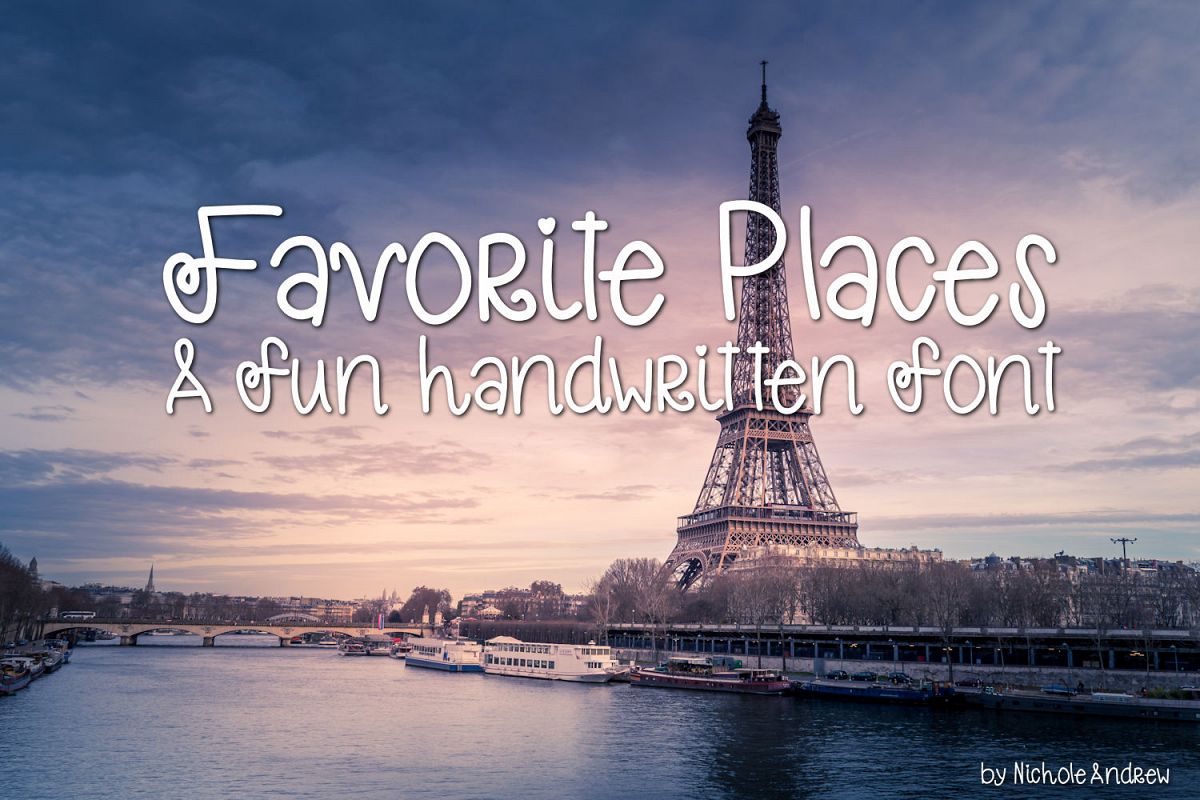 Favorite Places, Handwritten fun font example image 1