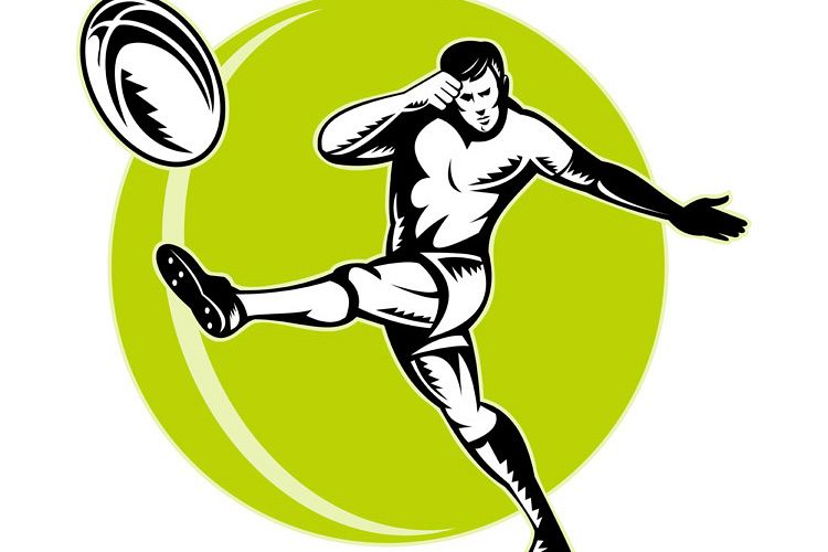Rugby player kicking the ball example image 1