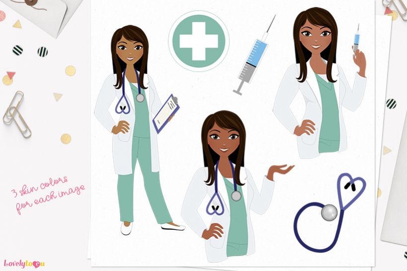 Nurse woman character clip art L396 Zoe example image 1