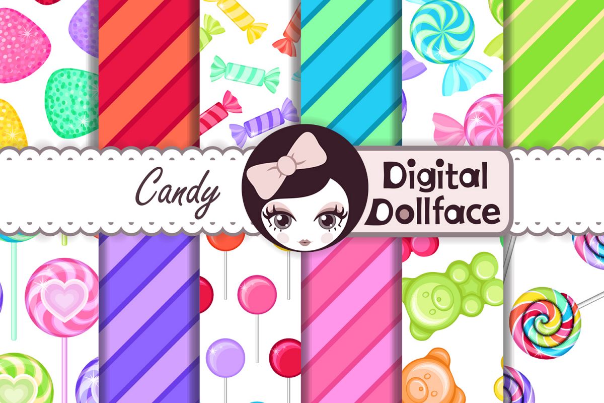 Rainbow Candy Digital Backgrounds / Candy Patterns example image 1