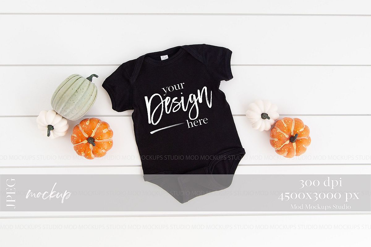 Download Baby Bodysuit Mockup BLACK | Rabbit Skins 4400 Mockup ...