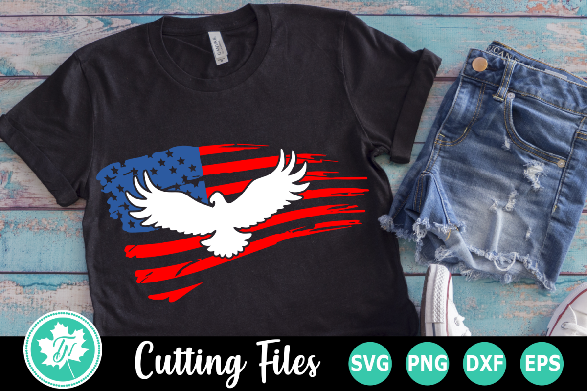 Distressed Eagle Flag - American SVG Cut Files