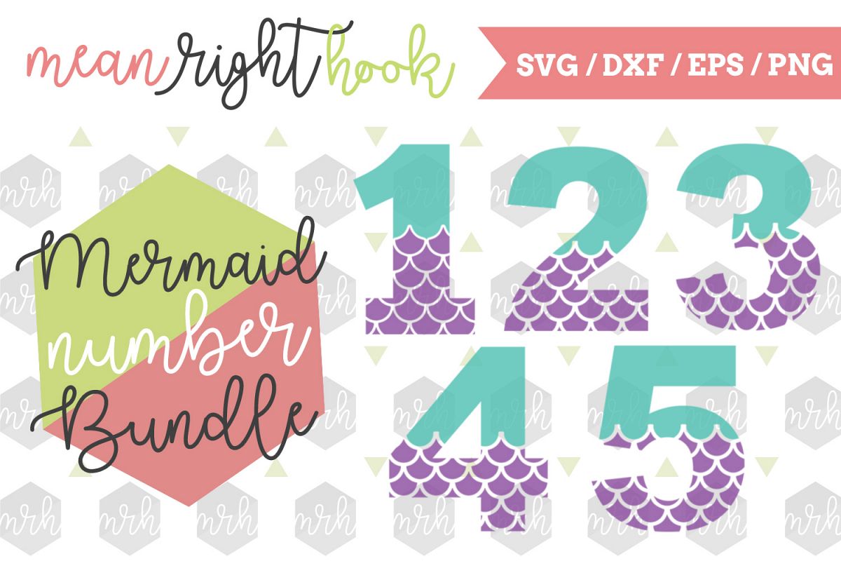 Mermaid Numbers Bundle - SVG, EPS, DXF, PNG vector files for cutting