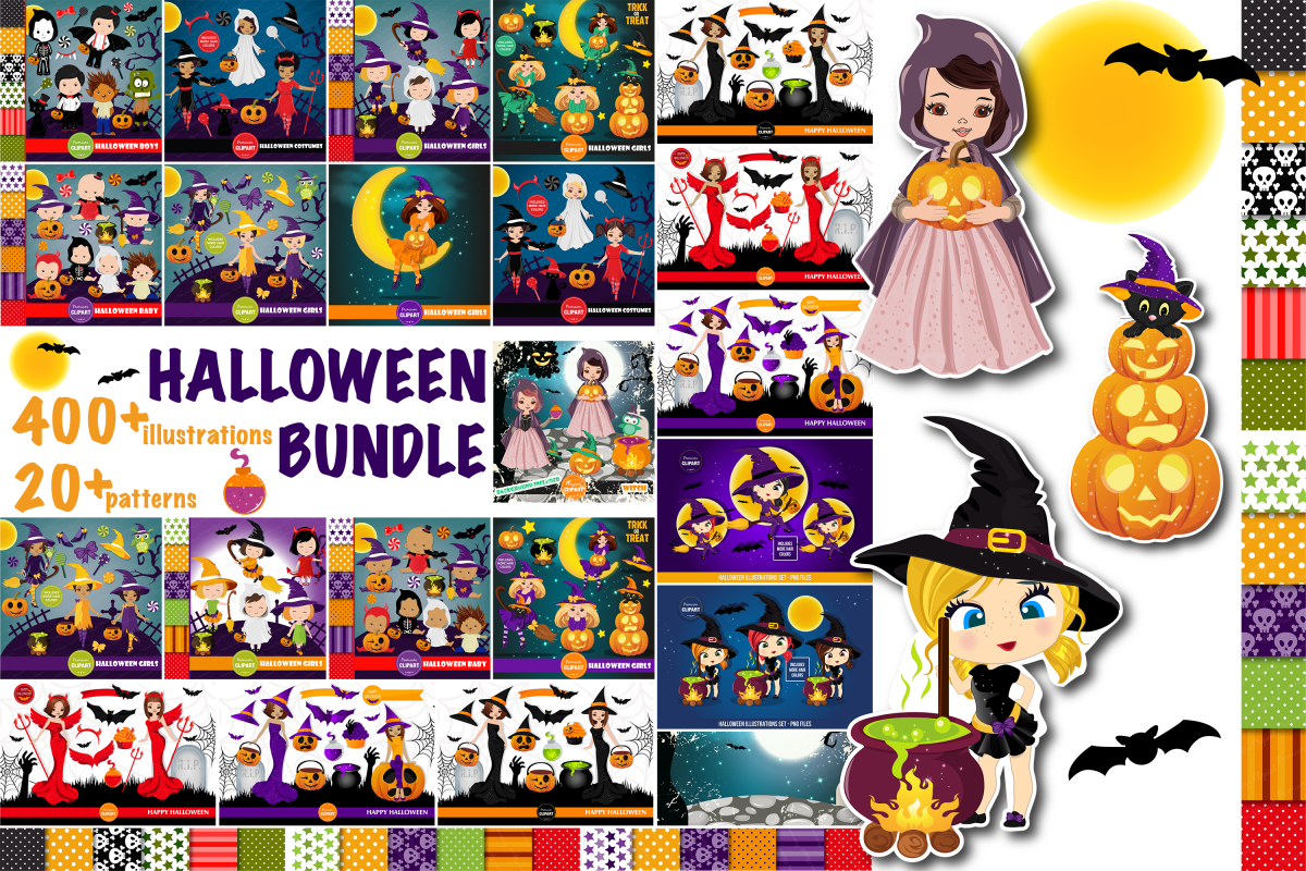 Halloween bundle, Halloween illustrations example image 1