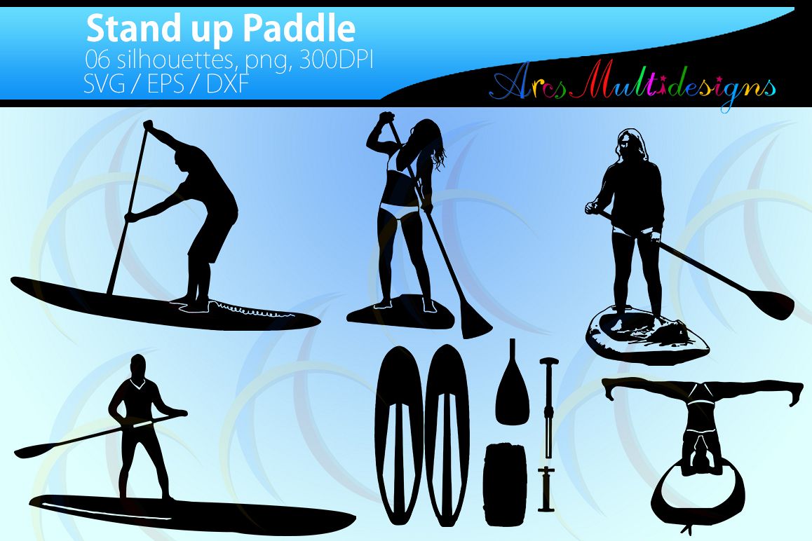 Stand up paddle svg / stand up paddle silhouette / High Quality / vector paddle silhouette / water silhouette / EPS / PNg / SVg / Dxf example image 1