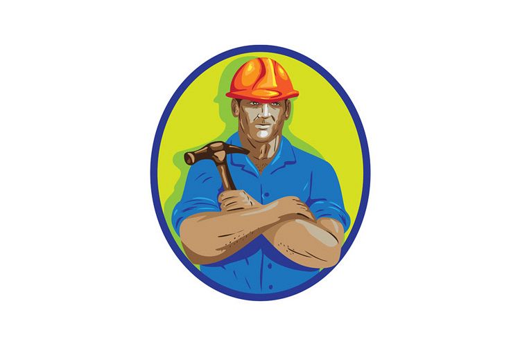 Construction Worker Foreman Arms Crossed WPA example image 1