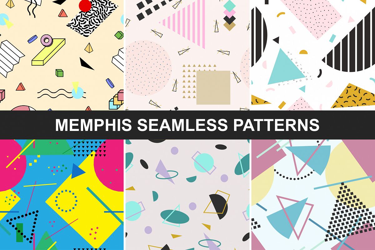 Abstract memphis seamless patterns. example image 1
