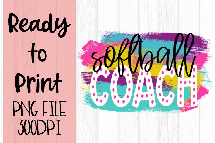 Softball Coach Bright Preppy Design Ready to Print example image 1