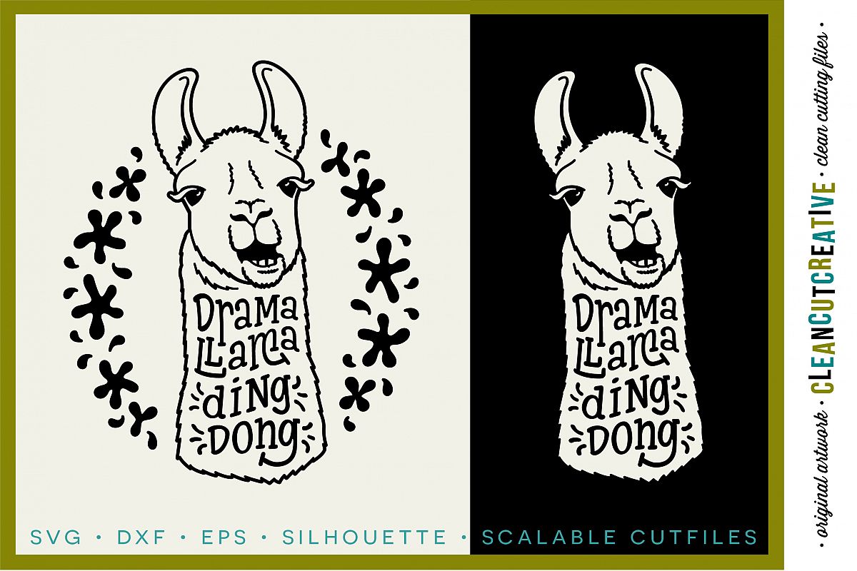 DRAMA LLAMA DING DONG - funny llama cutfile design - SVG DXF EPS PNG - Cricut & Silhouette - clean cutting files example image 1