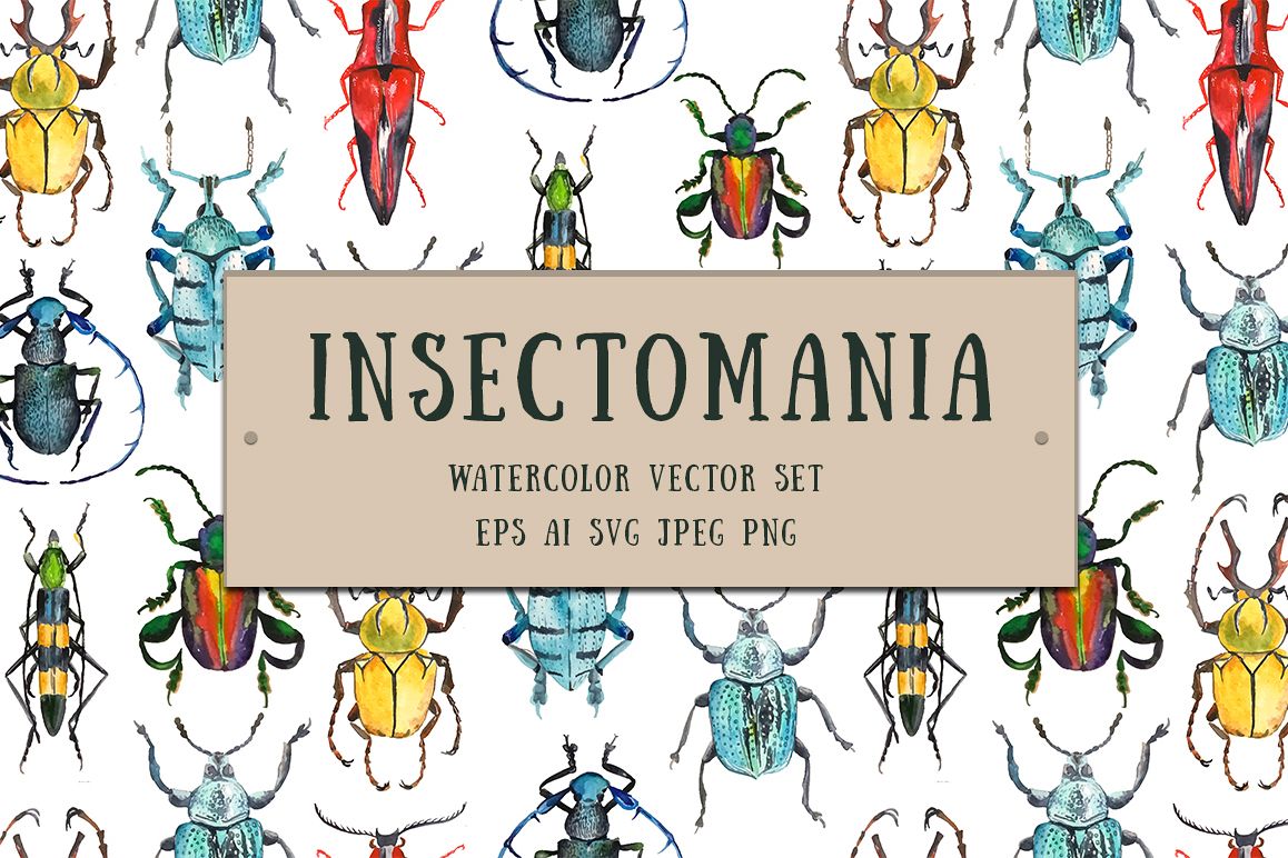 Insectomania - watercolor bugs example image 1