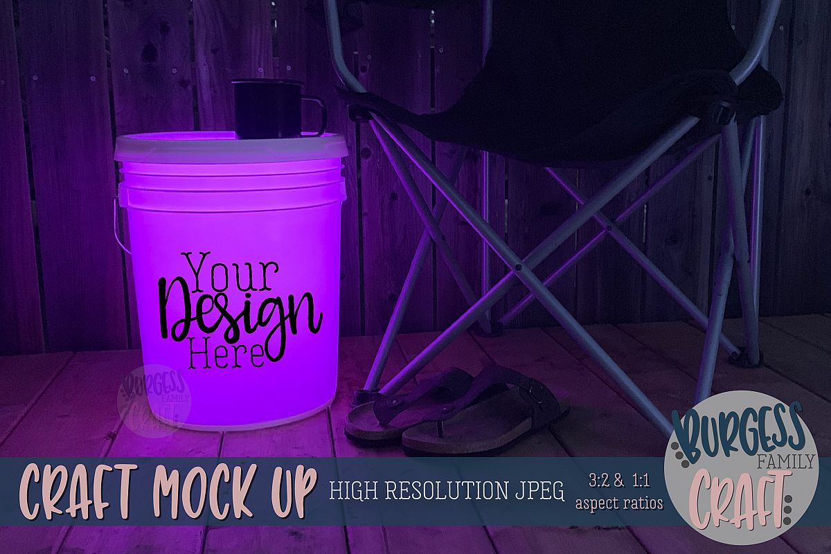 Bucket light table Pink Craft mock up | High Resolution JPEG example image 1