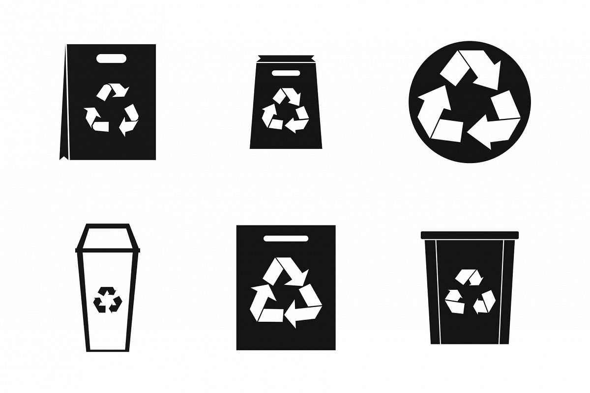 Recycle material icon set, simple style example image 1