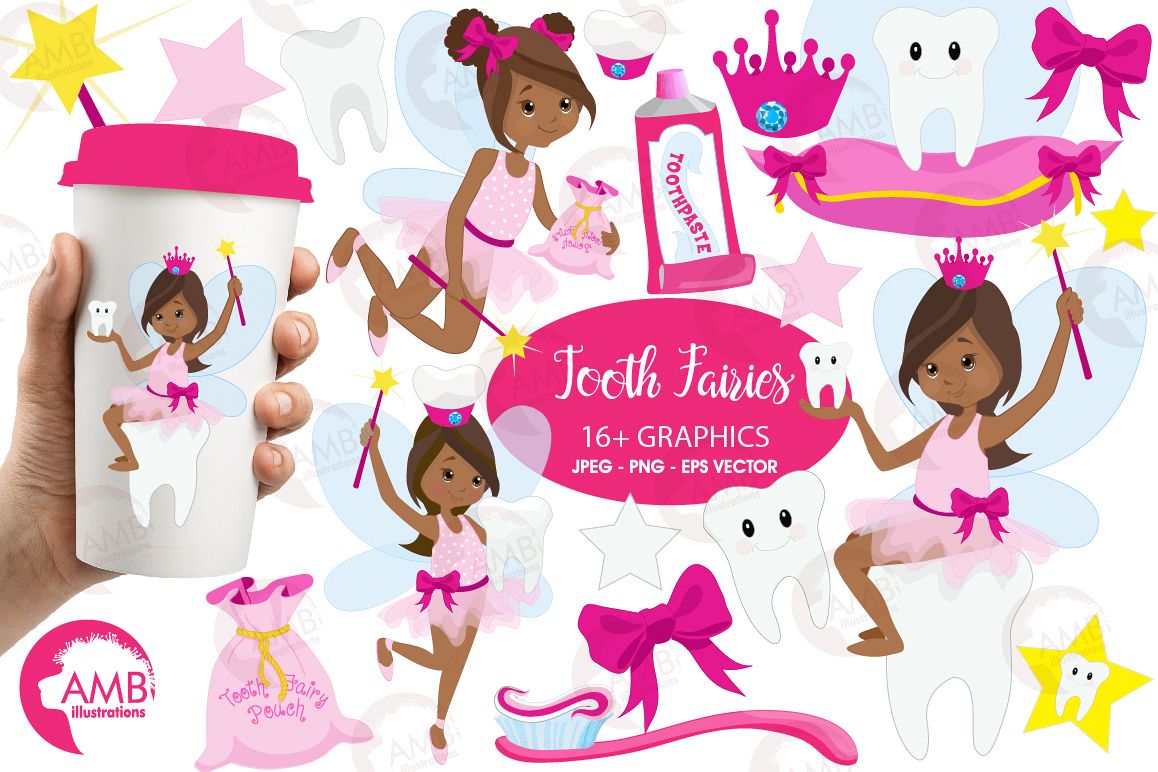 Fairy girls, Toothfairy girls clipart, graphics and illustrations AMB-1134 example image 1