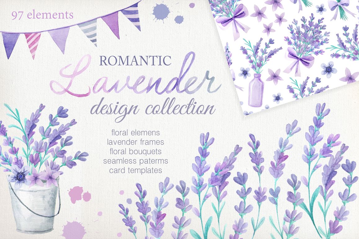 Watercolor Lavender Design Pack example image 1