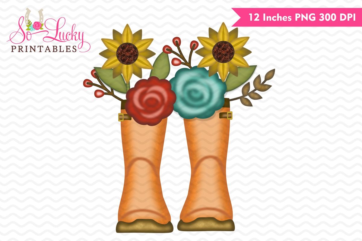 Fall rain boots watercolor fall printable sublimation example image 1