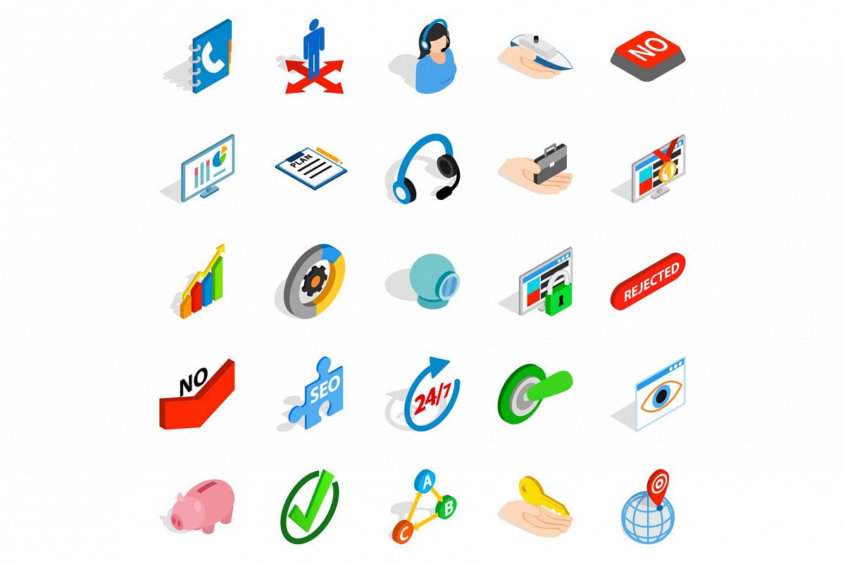 Career icons set, isometric style example image 1