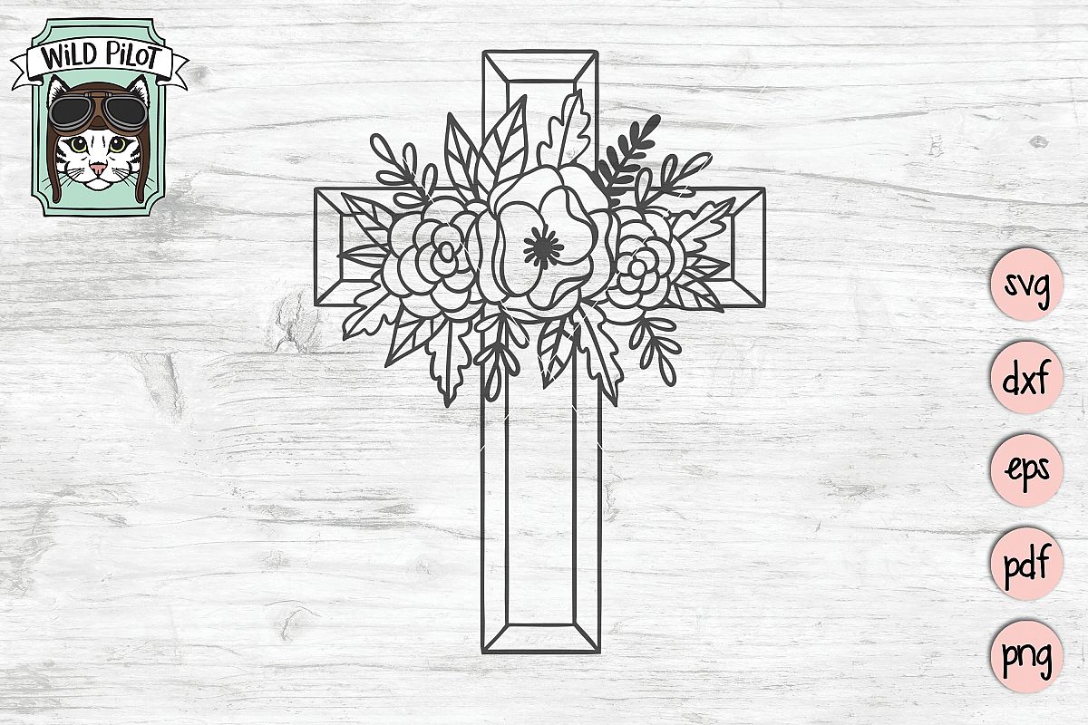 Flower Cross SVG file, Religious Cut File, Christian, Floral example image 1