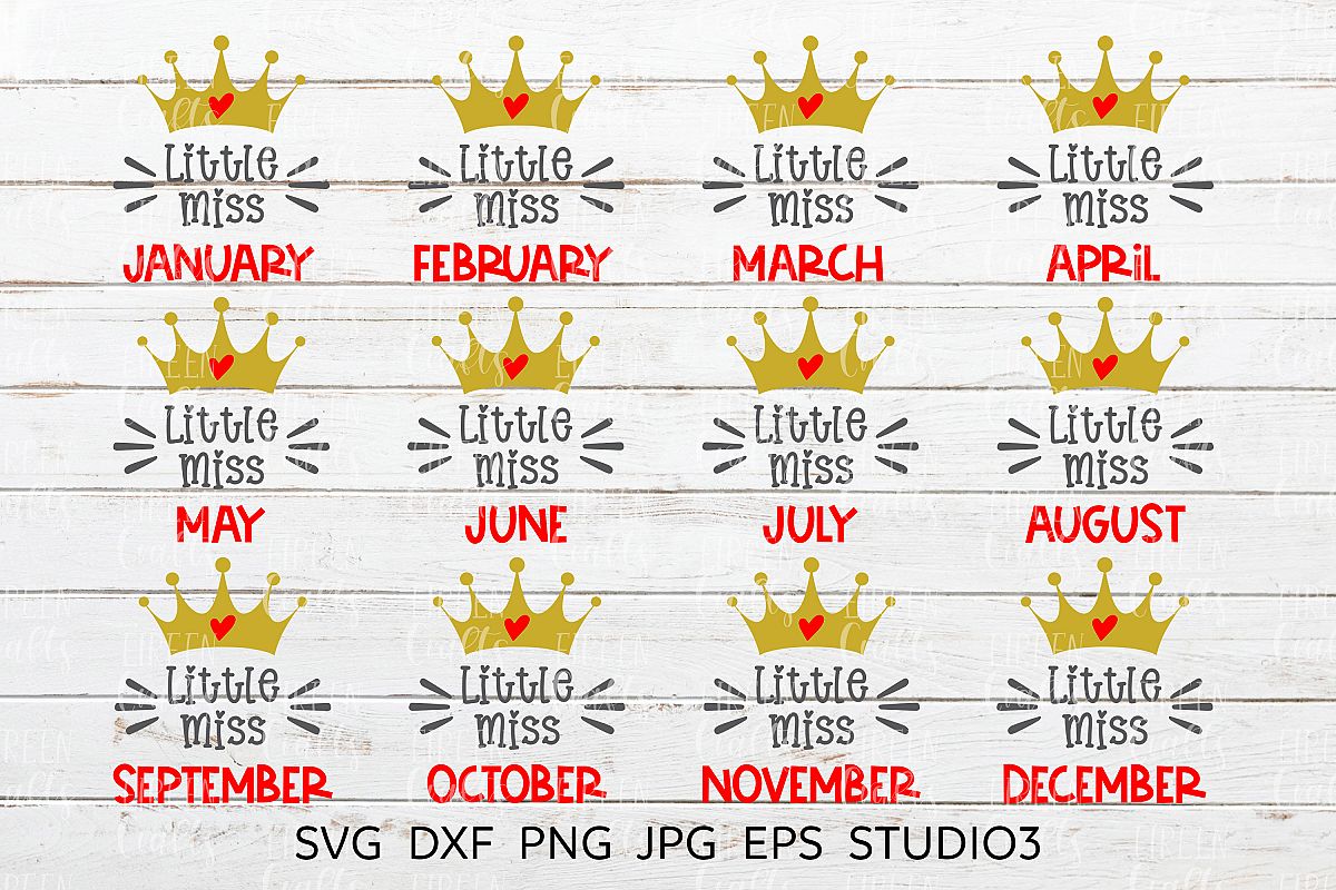 Little Miss January to Little Miss December SVG bundle example image 1