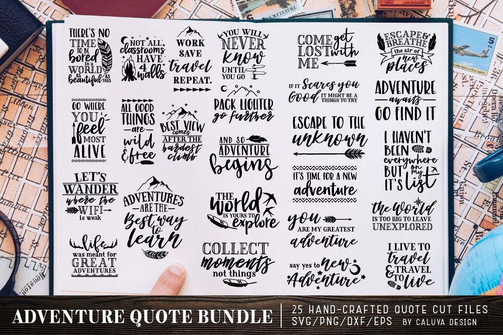 Download Adventure & Travel Quote SVG Cut File Bundle (127856) | SVGs | Design Bundles