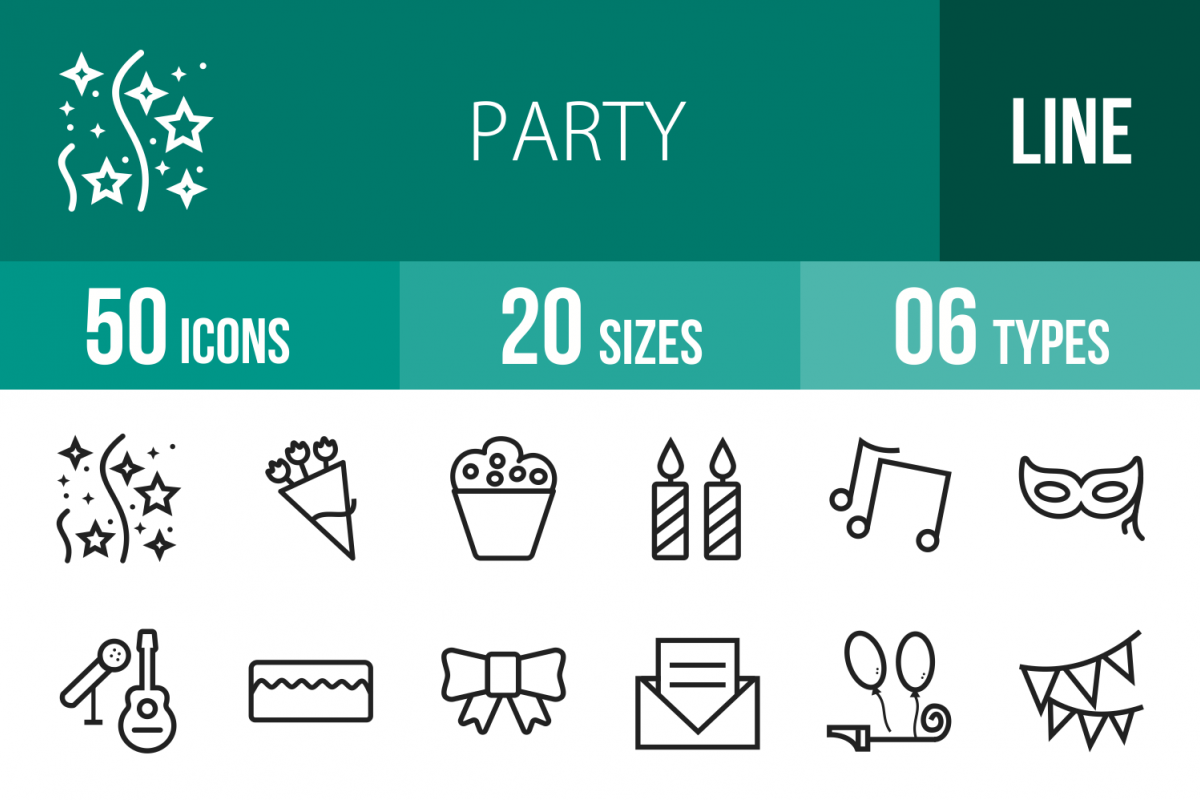 50 Party Line Icons example image 1