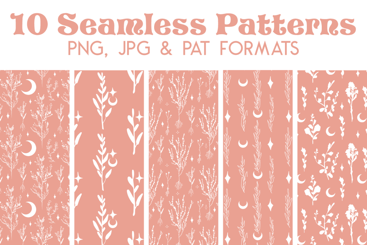 Pink Witchy Moon Digital Paper - Seamless Photoshop Pattern example image 1