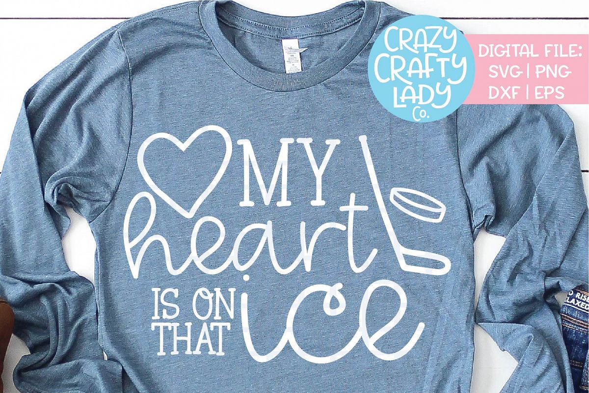 My Heart Is on That Ice Hockey SVG DXF EPS PNG Cut File example image 1