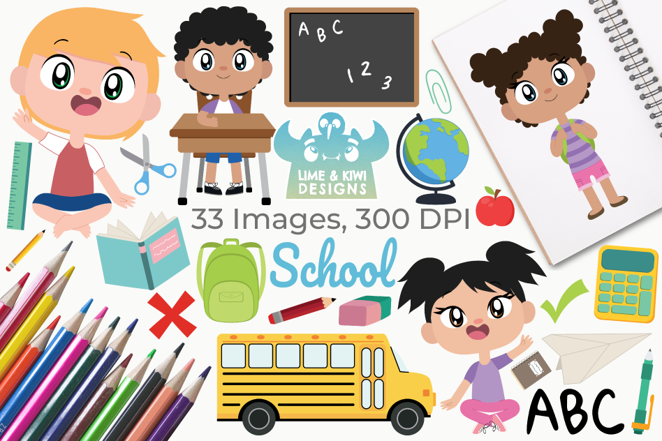 School Clipart, Instant Download Vector Art, Commercial Use example image 1
