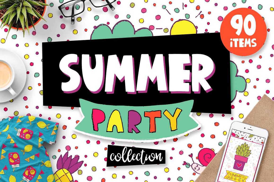 Summer Party - Clipart & Patterns example image 1