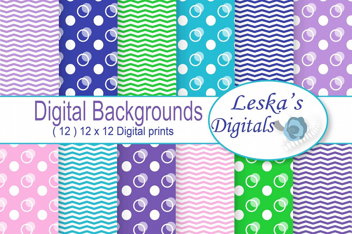 Dots and Chevron Digital Paper Pack example image 1