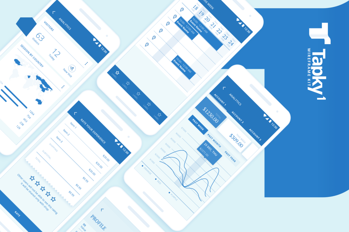 Tapky 1 Wireframe Kit example image 1