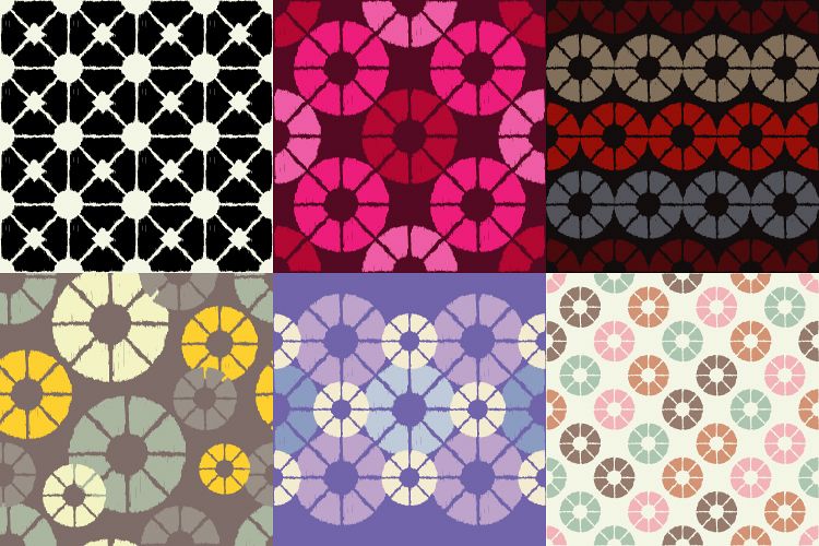 Set of 6 Polka dot seamless pattern. Scribble texture. example image 1