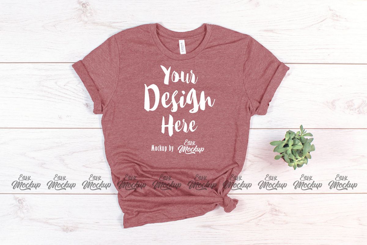 Heather Mauve Bella Canvas 3001 T Shirt Mockup example image 1