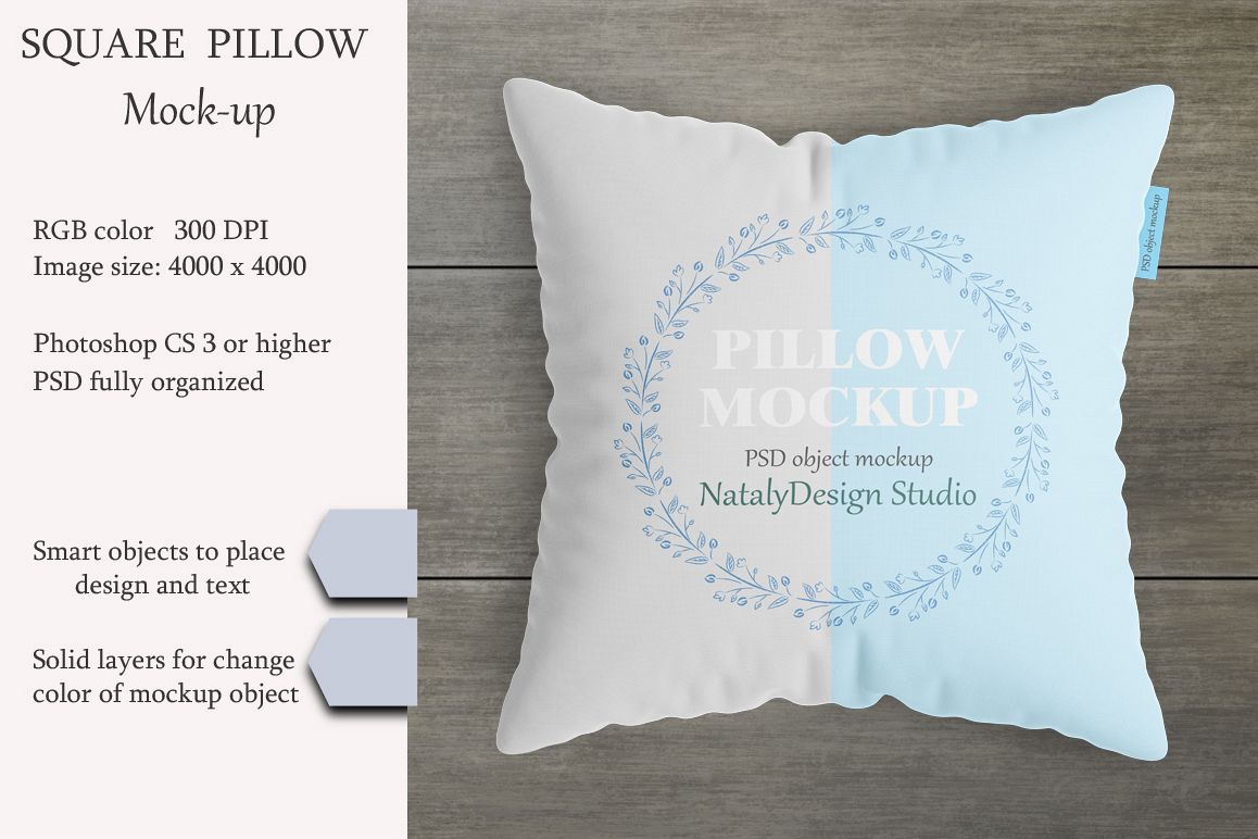 Square pillow mockup. Product mockup. example image 1