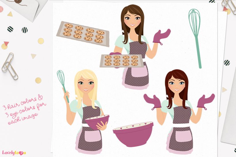 Woman baking character clip art L177 Zara example image 1