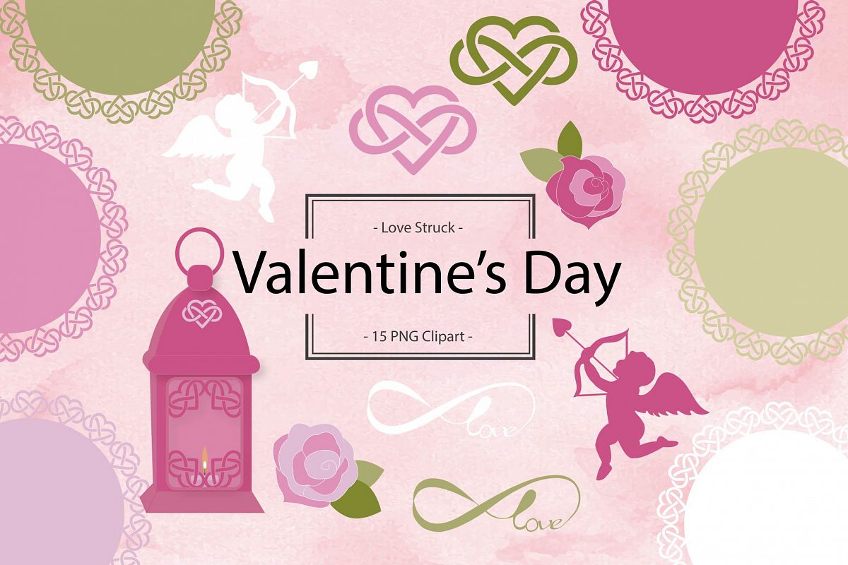 Cupid Valentine Clipart and Doilies example image 1