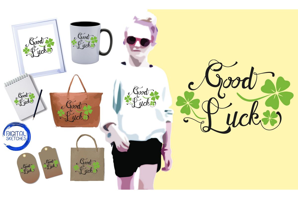 Saying Good Luck Cut File Vector Graphics Illustration example image 1