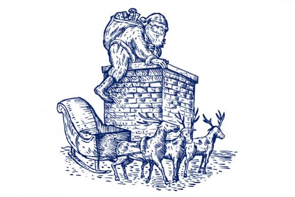 Santa Claus Over Chimney example image 1