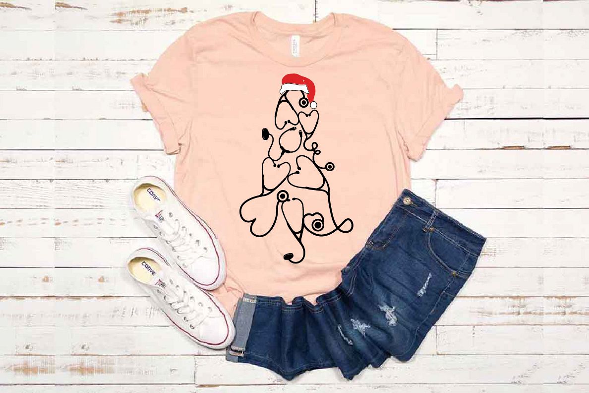 Stethoscope christmas tree SVG Nurse Squad xmas elf 1596s example image 1