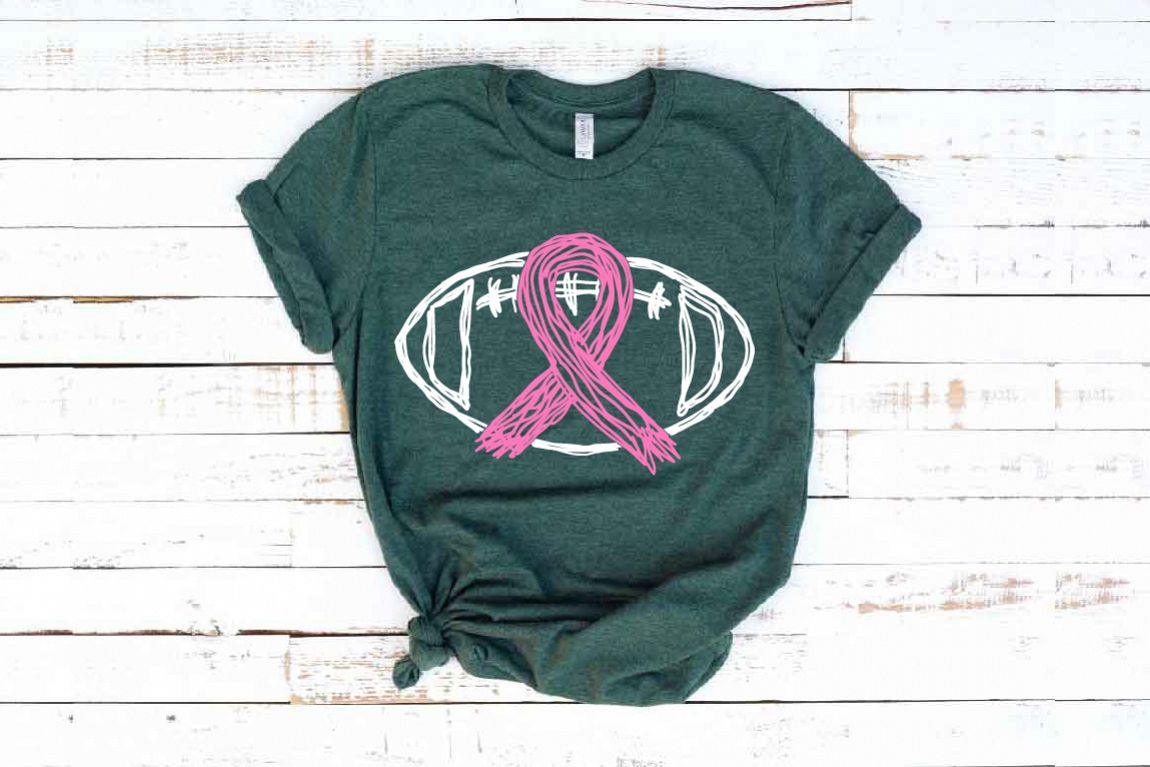 Tackle Breast Cancer Football Svg Awareness ribbon 1563s example image 1