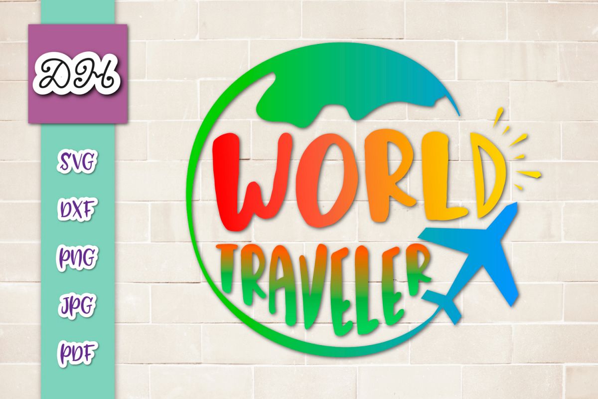 World Traveler Sign Print & Cut PNG SVG DXF PDF JPG Files example image 1