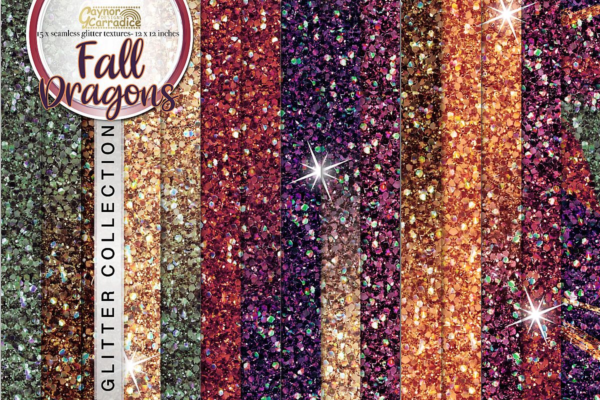 Fall Dragon- Autumn seamless Glitter backgrounds example image 1