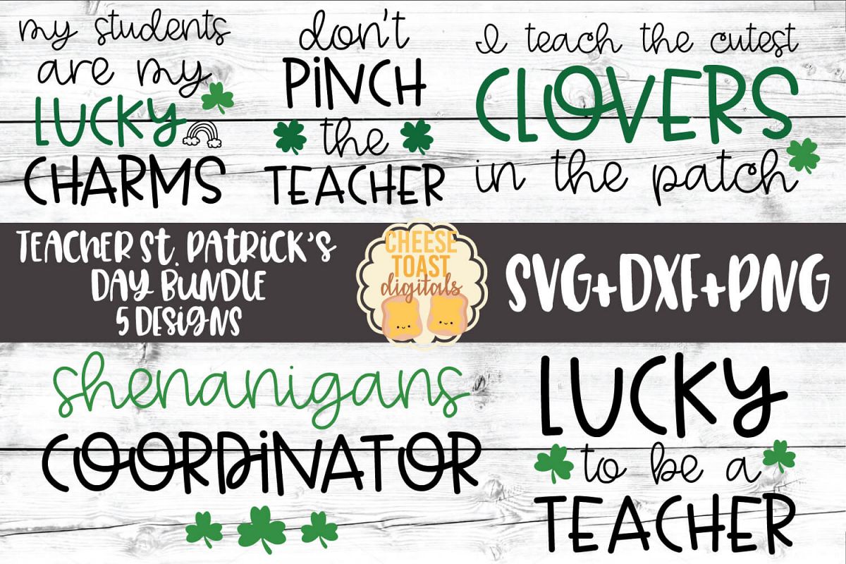 Teacher St Patrick's Day SVG Bundle - School SVG PNG DXF example image 1