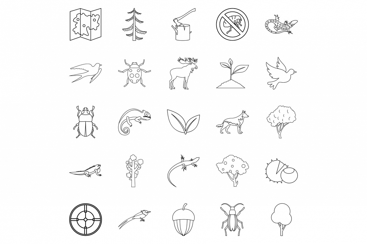 Locality icons set, outline style example image 1