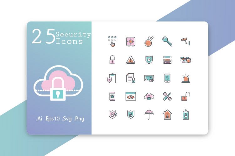 25 Security Icons Fill Line Style example image 1