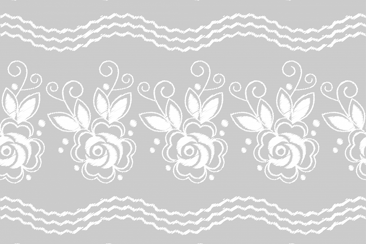 Seamless background. White embroidery on a grey background. Sewing. Textile rapport. example image 1
